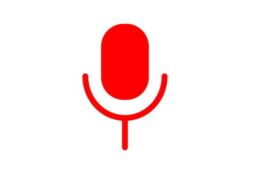 Red microphone icon flat audio record symbol png file with transparent background
