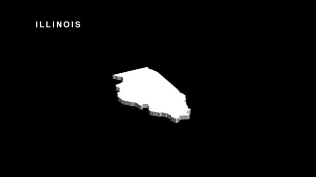 Illinois state map rotating in three dimensional space
