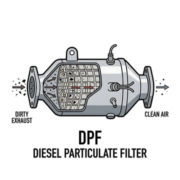 Diesel Particulate Filter DPF Exhaust System Diagram.