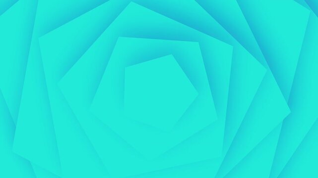 Abstract Rotating Teal Geometric Pentagon Shapes Motion Background.
