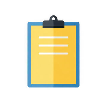 Yellow clipboard icon with blue border