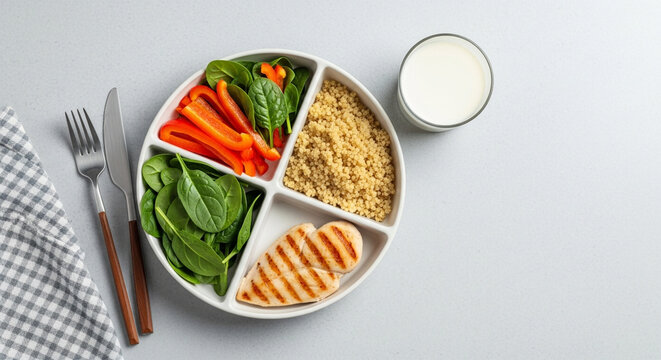 Healthy Balanced Meal Planning with USDA MyPlate Guidelines for Portion Control and Weight Management