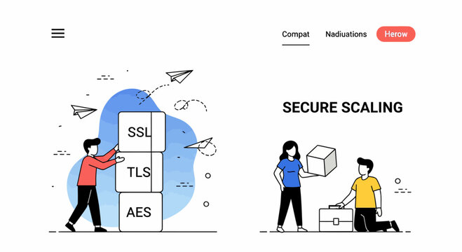 Secure scaling with SSL TLS AES technology for safe data protection network privacy and digital