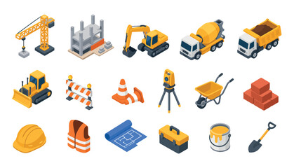 Construction Site Equipment Icons. © Kenn