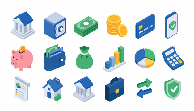 Financial icons and symbols.