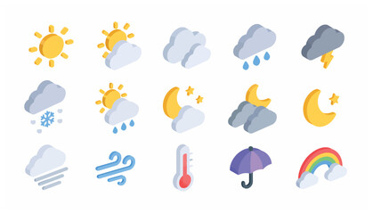 Obraz premium Weather Forecast Icons Set.