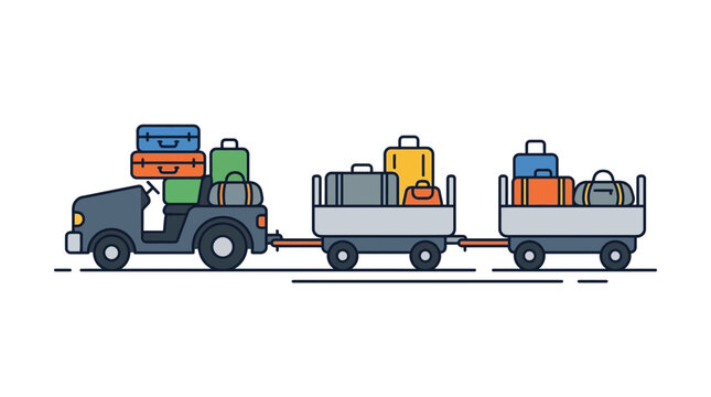 Truck with luggage on trailer cars.