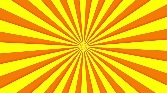 Abstract sunburst background in vibrant yellow and orange radial pattern, Bright retro sunburst motion background with rotating rays