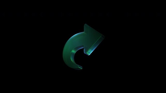Green glass share arrow icon rotating