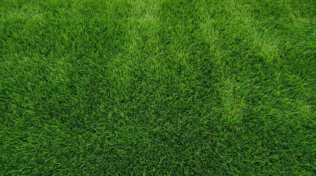 Lush green lawn texture overhead view