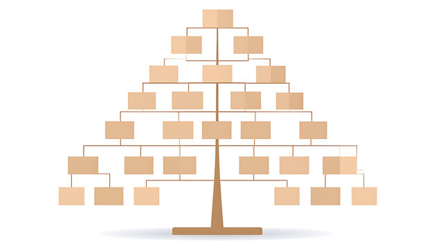 Organizational chart structure, family tree, or business hierarchy diagram with connected boxes and lines on a white background