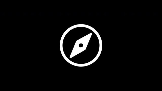 Animated digital compass icon navigating with glitch effect