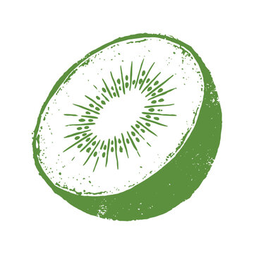 Kiwi fruit slice isolated stamp vector illustration design