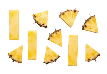Naklejka premium Fresh pineapple slices isolated on transparent background