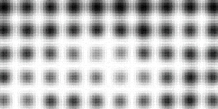 Grunge halftone gradient background. Faded grit noise texture. White and black sand wallpaper. Retro pixelated backdrop. Anime or manga style comic overlay. Vector graphic design textured