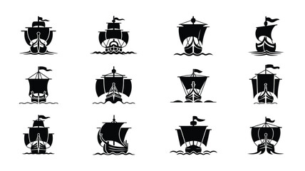 Collection of different types of sailing ships isolated on white background. © Sonkear