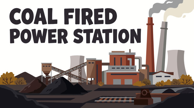 coal fired power station with industrial smokestacks turbine halls and large scale electricity generation