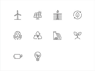 Fototapeta premium Eco friendly icons set for infographics and presentations green energy symbols