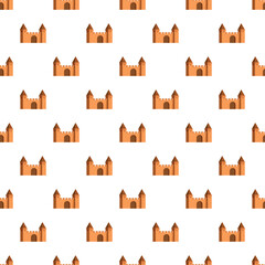 Naklejka premium Orange cartoon castles creating a seamless pattern for design