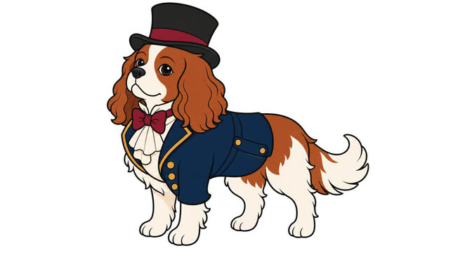 Cavalier King Charles Spaniel Dressed Up.
