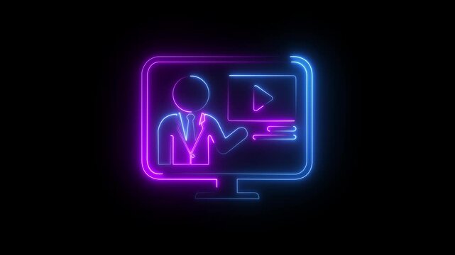 Neon digital presentation business webinar and online learning concept .4k video motion graphic ,animation .