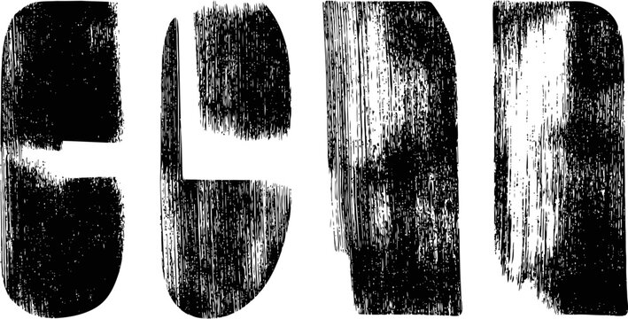grunge rectangular paint brush strokes in black and white distressed texture set