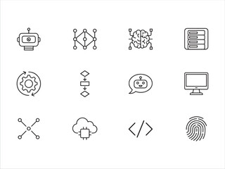 Fototapeta premium Technology and programming concepts icons set for business and communication tools