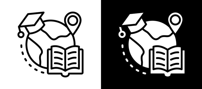 Distance Learning Icon Set In Black And White Filled Style Collection