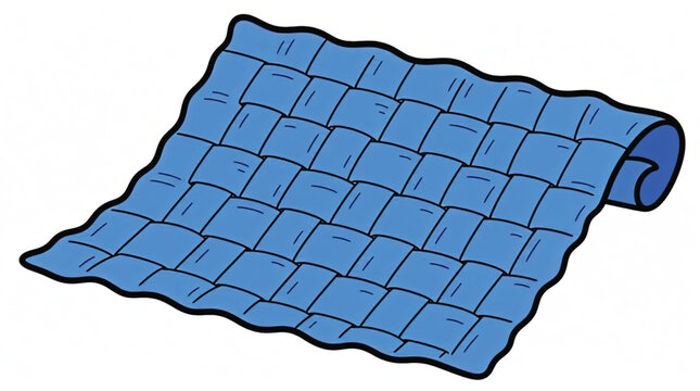 Blue Grid Patterned Vinyl Sheet Material.