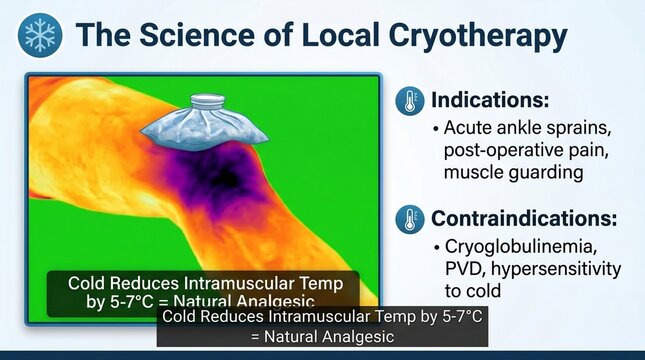 The science of local cryotherapy with an ice pack on a knee with thermal imaging