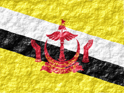 Brunei Flag with Rough And Glossy Surface - SVG Vector Illustration