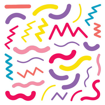 Playful Colorful Paint Brush Stroke Vector Element Sheet