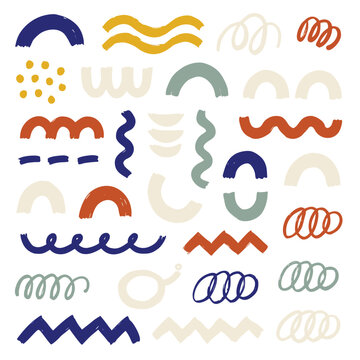 Scandinavian Folk Art Brush Line Vector Element Sheet