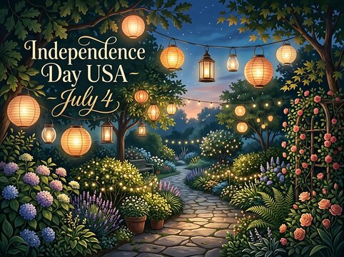 Independence Day USA Picnic Celebration Food and Patriotic Setup
