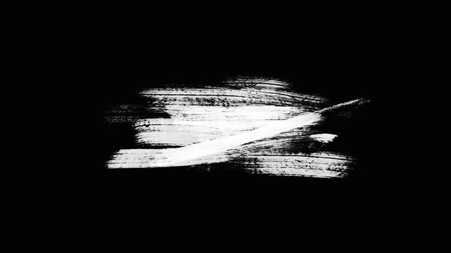 White paint brush stroke abstract grunge texture black background minimalist artistic hand drawn for creative overlays and design projects.