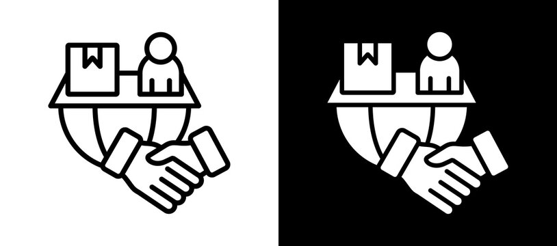 Multilateral Agreement Icon Set In Black And White Filled Style Collection