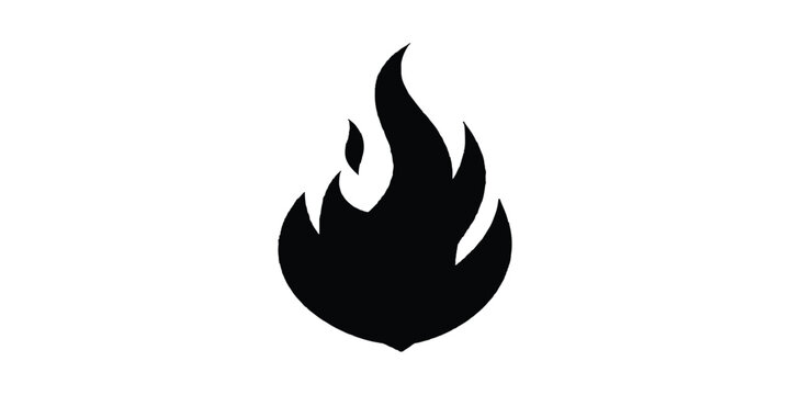 Simple black blazing fire flame silhouette icon graphic element for heat and danger themes vector illustration.