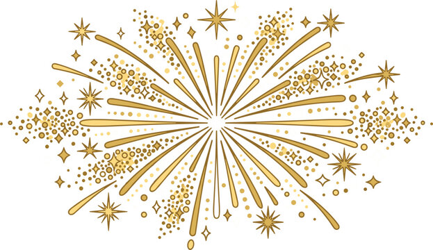 Colorful fireworks explosion with sparkles and stars