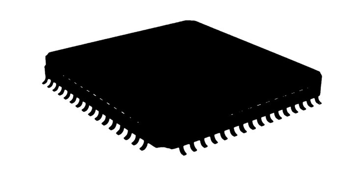 3d illustration of a generic integrated circuit chip with pins, vector art