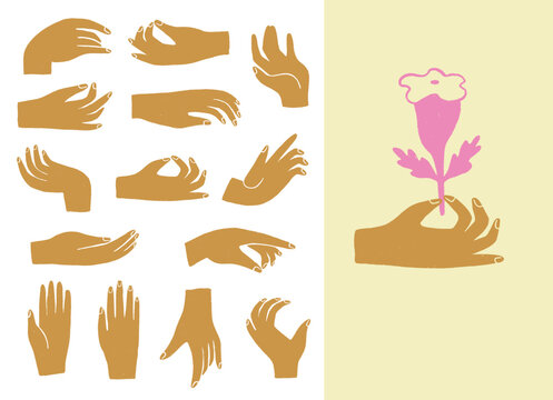 Set of human hand vector illustrations