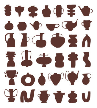 Set of ceramic vessel vector illustrations
