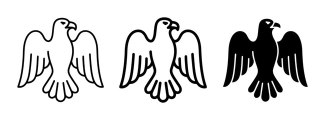 Fototapeta premium Eagle Icons, Heraldic Bird Vector Graphics, Majestic Raptor Symbols for Branding and Design