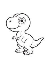 Cute little t-rex dinosaur character line art coloring page with dinosaur © sonjoy