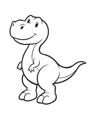 Friendly cartoon tyrannosaurus rex dinosaur line art illustration with dinosaur © sonjoy