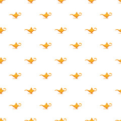 Naklejka premium Golden magic lamps forming a mystical repeating pattern over a white background