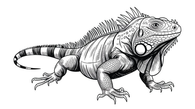 Detailed educational illustration of a large lizard standing on ground