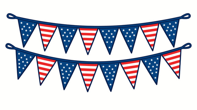 Patriotic bunting banners decorative strands for celebration.