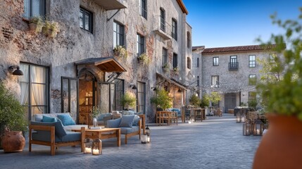 Fototapeta premium Historic Residential Project Showcasing Beautiful Outdoor Conservation Space