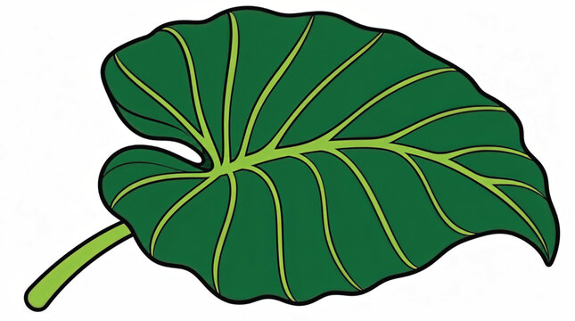 Large green leaf with yellow veins.