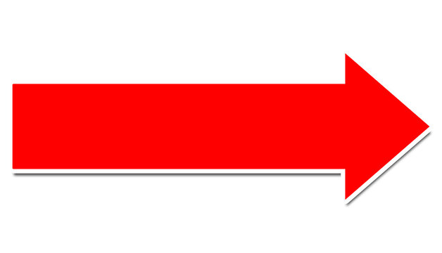 Red arrow icon pointing right direction straight arrow symbol forward pointer sign isolated on white background